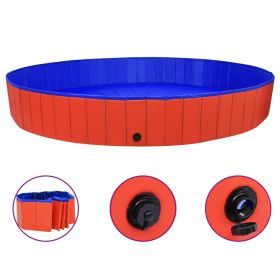 Dog Swimming Pool Red PVC Diameter 118.1 in x Height 15.7 in