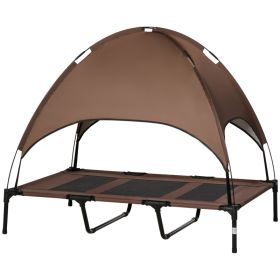 48" x 36" Elevated Portable Dog Cot Cooling Pet Bed with UV Protection Canopy Shade, Coffee (Option: Coffee-910x230x100 mm)