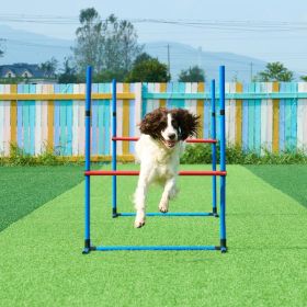 Dog Agility Training Equipment 7 PCS Set W/ Hurdles 2 Tunnels Jump Ring (Option: Blue)