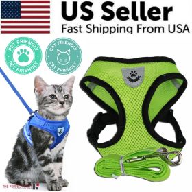 Cat Dog Pet Harness Adjustable Control Vest Dogs Reflective S M L XL Leash (Color: Green, size: L)